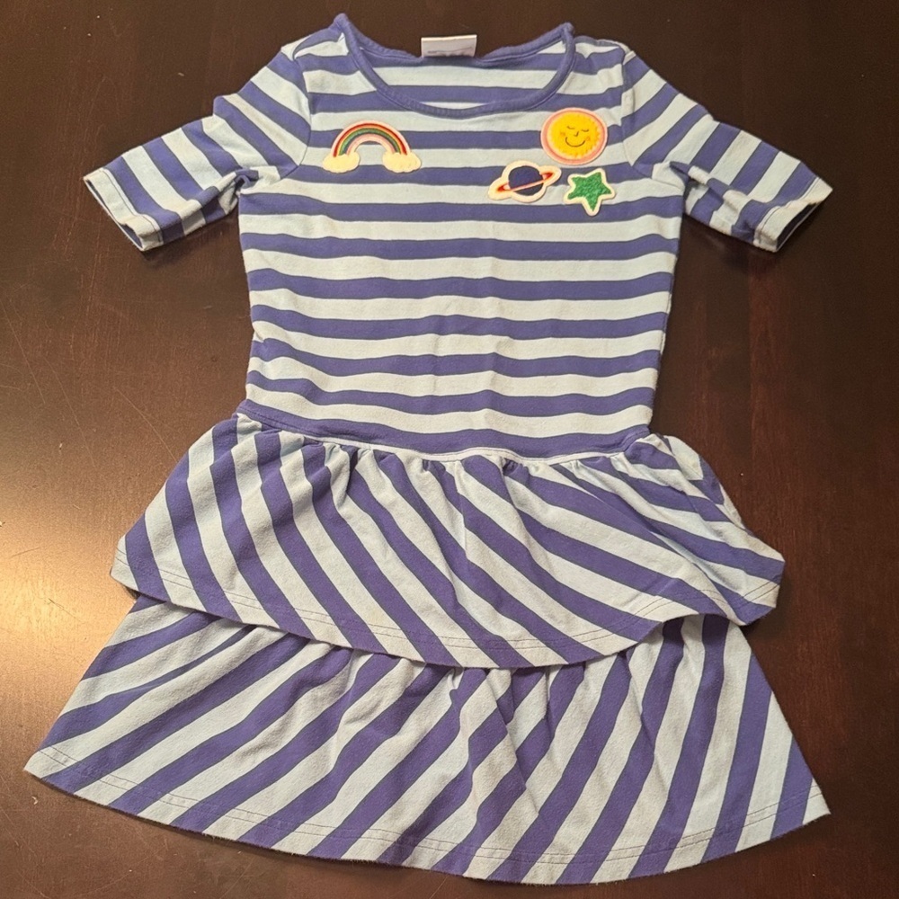 Hanna Andersson Striped Dress with Fun Patches